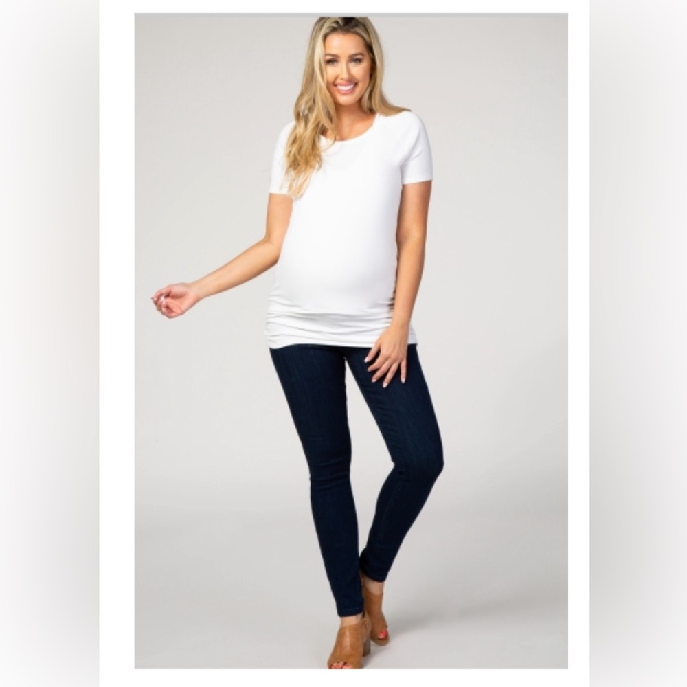 Pinkblush Navy Dark Wash Skinny Maternity Jeans